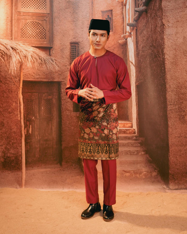 Baju Melayu Teluk Belanga - Maroon - SampinExclusiveMy