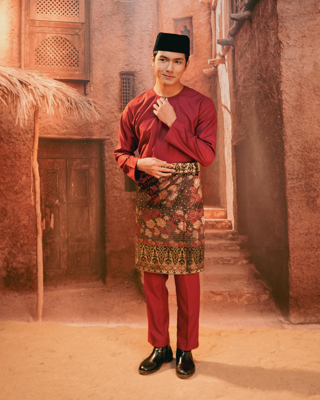Baju Melayu Teluk Belanga - Maroon - SampinExclusiveMy