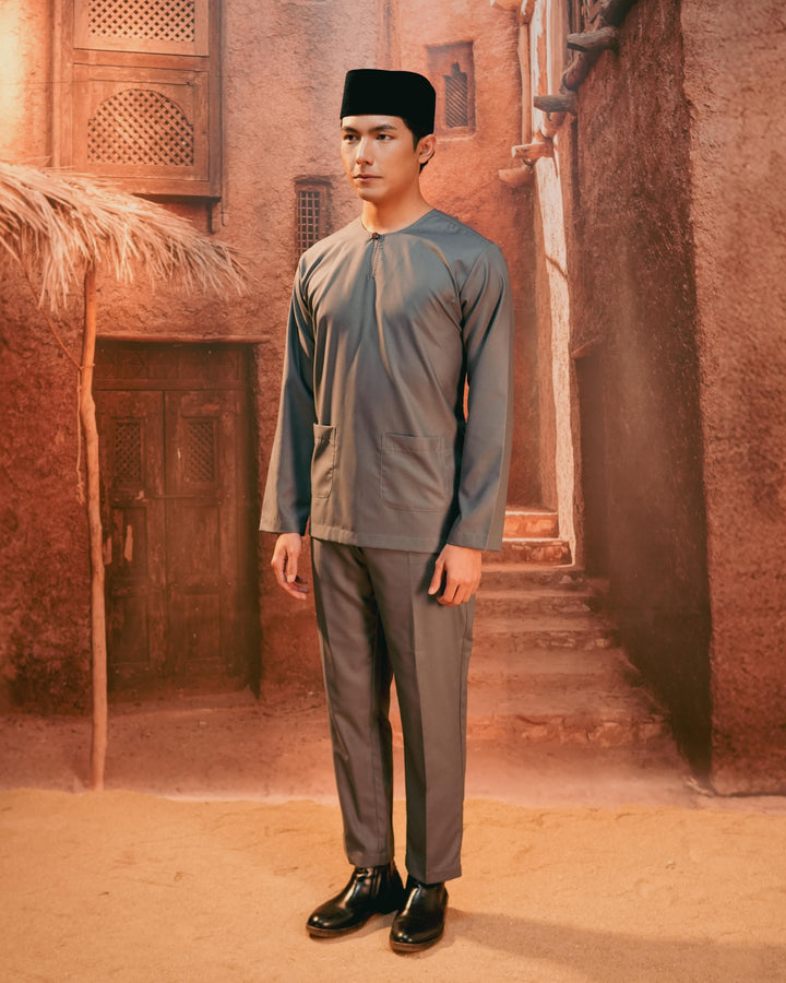 Baju Melayu Teluk Belanga - Dark Grey - SampinExclusiveMy
