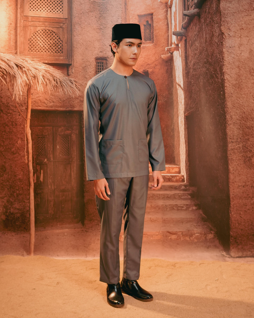 Baju Melayu Teluk Belanga - Dark Grey - SampinExclusiveMy
