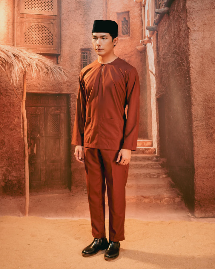 Baju Melayu Teluk Belanga - Dark Brown - SampinExclusiveMy
