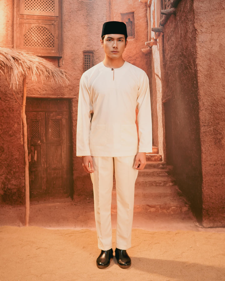 Baju Melayu Teluk Belanga - Cream - SampinExclusiveMy