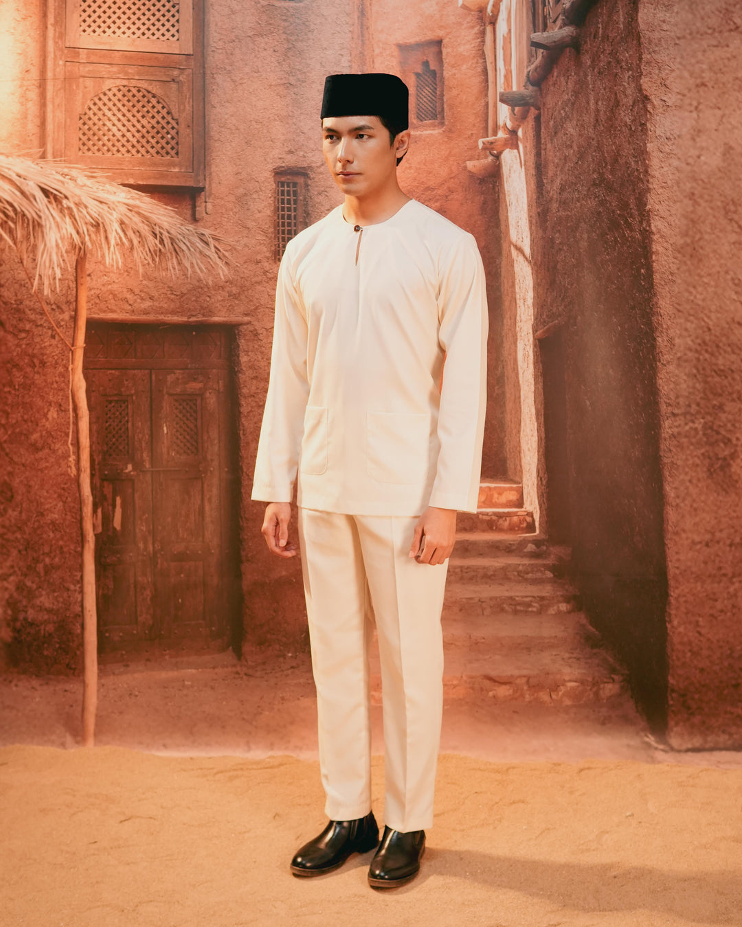 Baju Melayu Teluk Belanga - Cream - SampinExclusiveMy