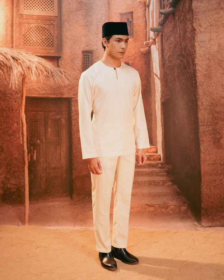 Baju Melayu Teluk Belanga - Cream - SampinExclusiveMy