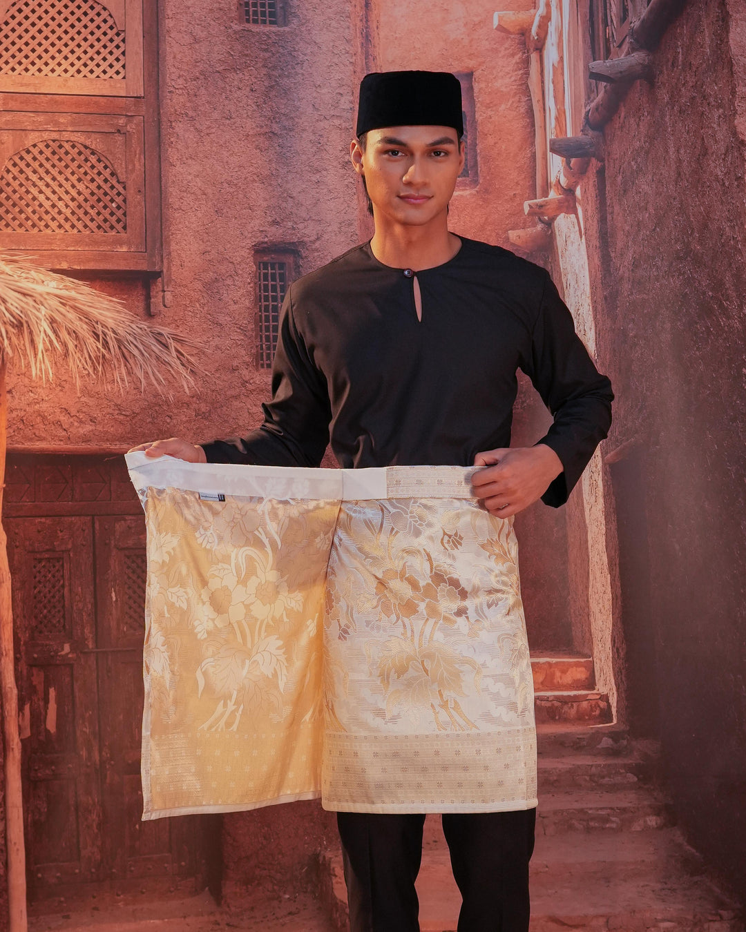 Bunga Raya Instant Sampin Adult - Offwhite & Gold - SampinExclusiveMy