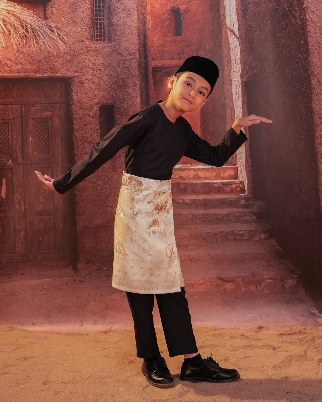 Bunga Raya Instant Sampin Kid - Offwhite & Gold - SampinExclusiveMy