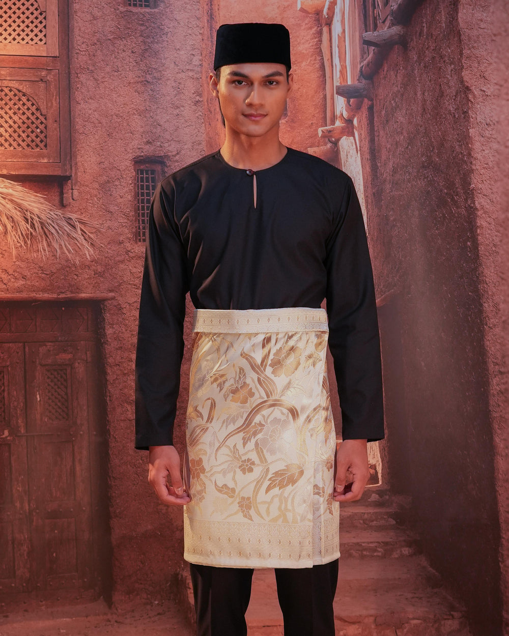Anyaman Lestari Instant Sampin Adult - Offwhite & Gold - SampinExclusiveMy