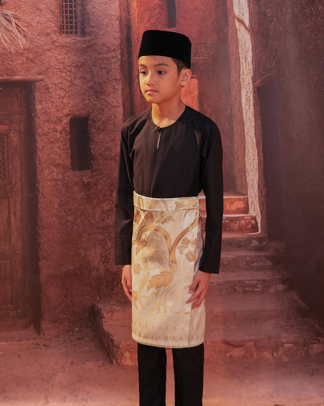 Anyaman Lestari Instant Sampin Kid - Offwhite & Gold - SampinExclusiveMy