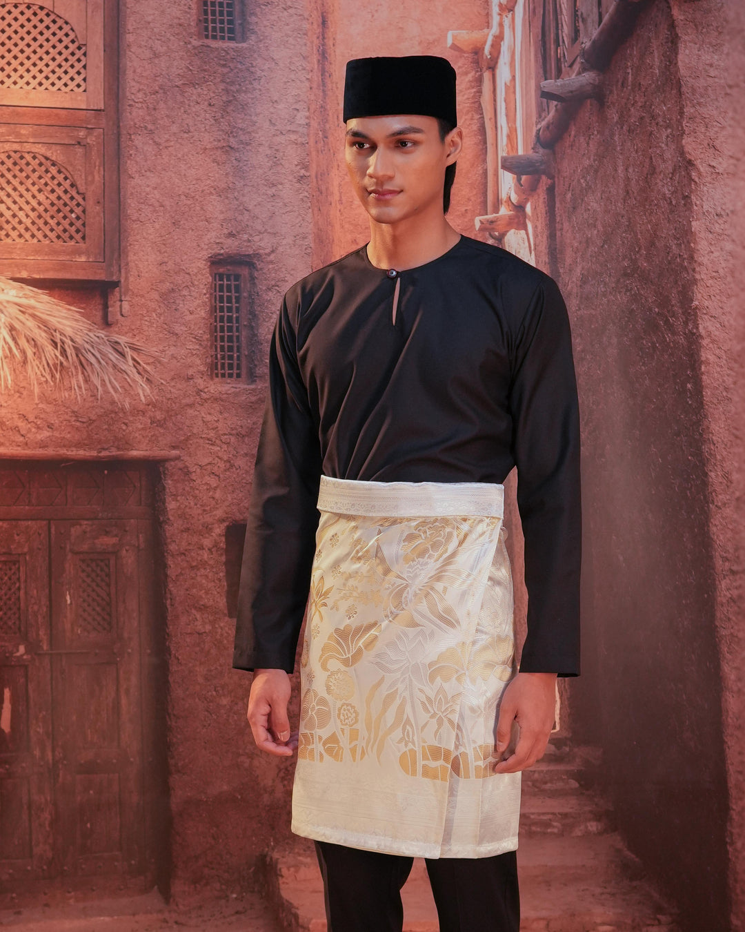 Rimba Hijau Instant Sampin Adult - Offwhite & Gold - SampinExclusiveMy