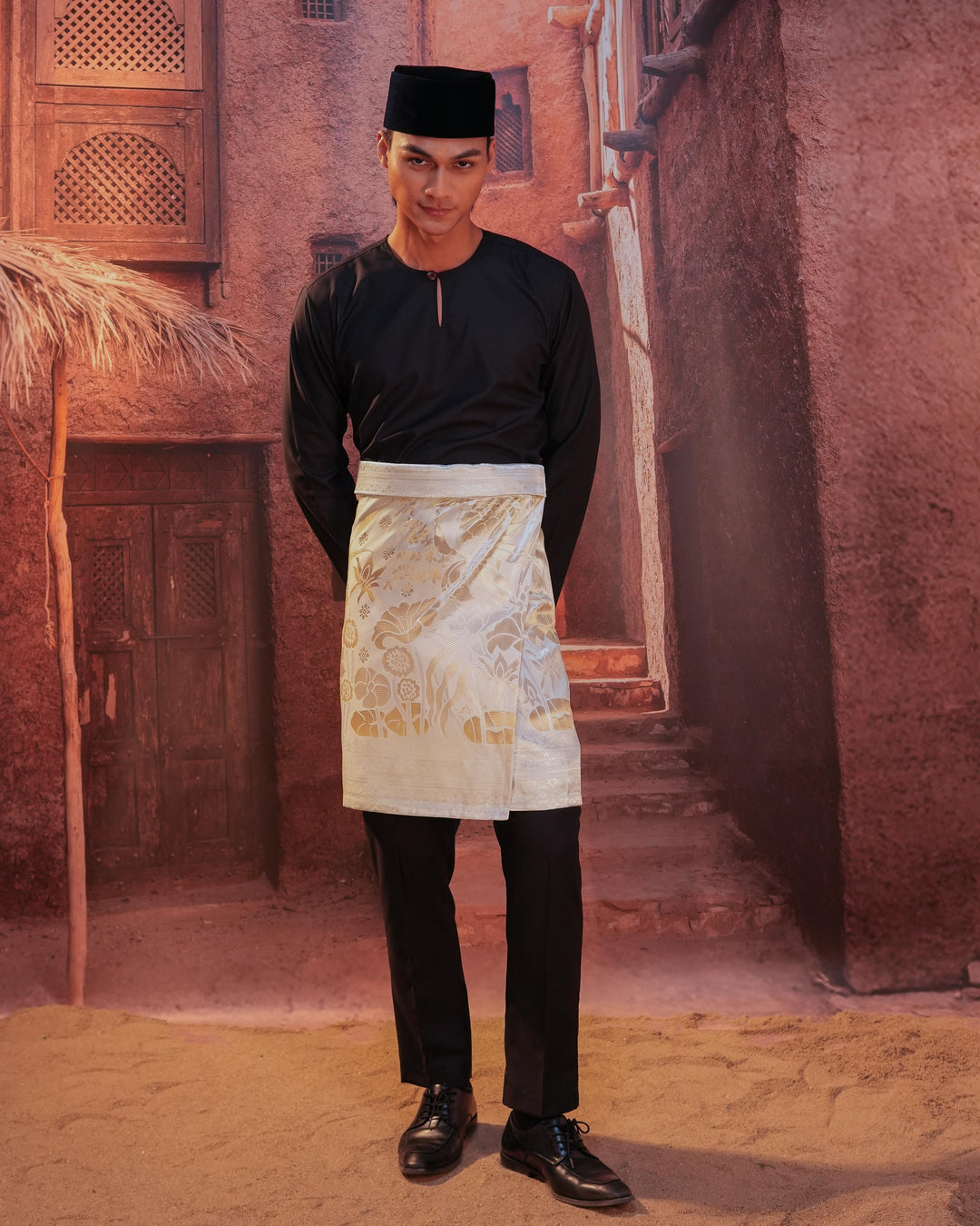 Rimba Hijau Instant Sampin Adult - Offwhite & Gold - SampinExclusiveMy