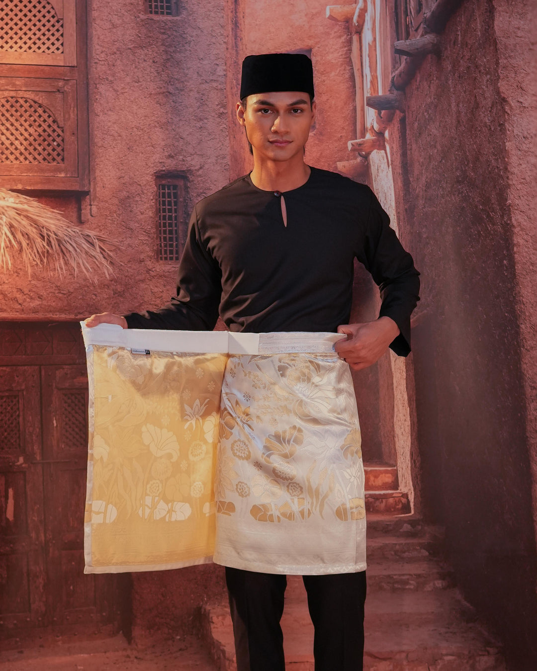 Rimba Hijau Instant Sampin Adult - Offwhite & Gold - SampinExclusiveMy