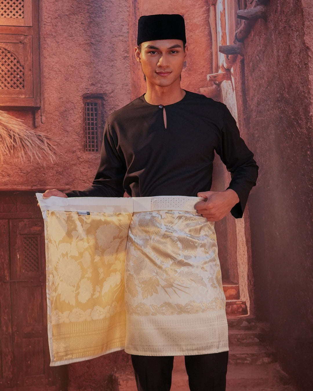 Kekwa Warisan Instant Sampin Adult - Offwhite & Gold - SampinExclusiveMy