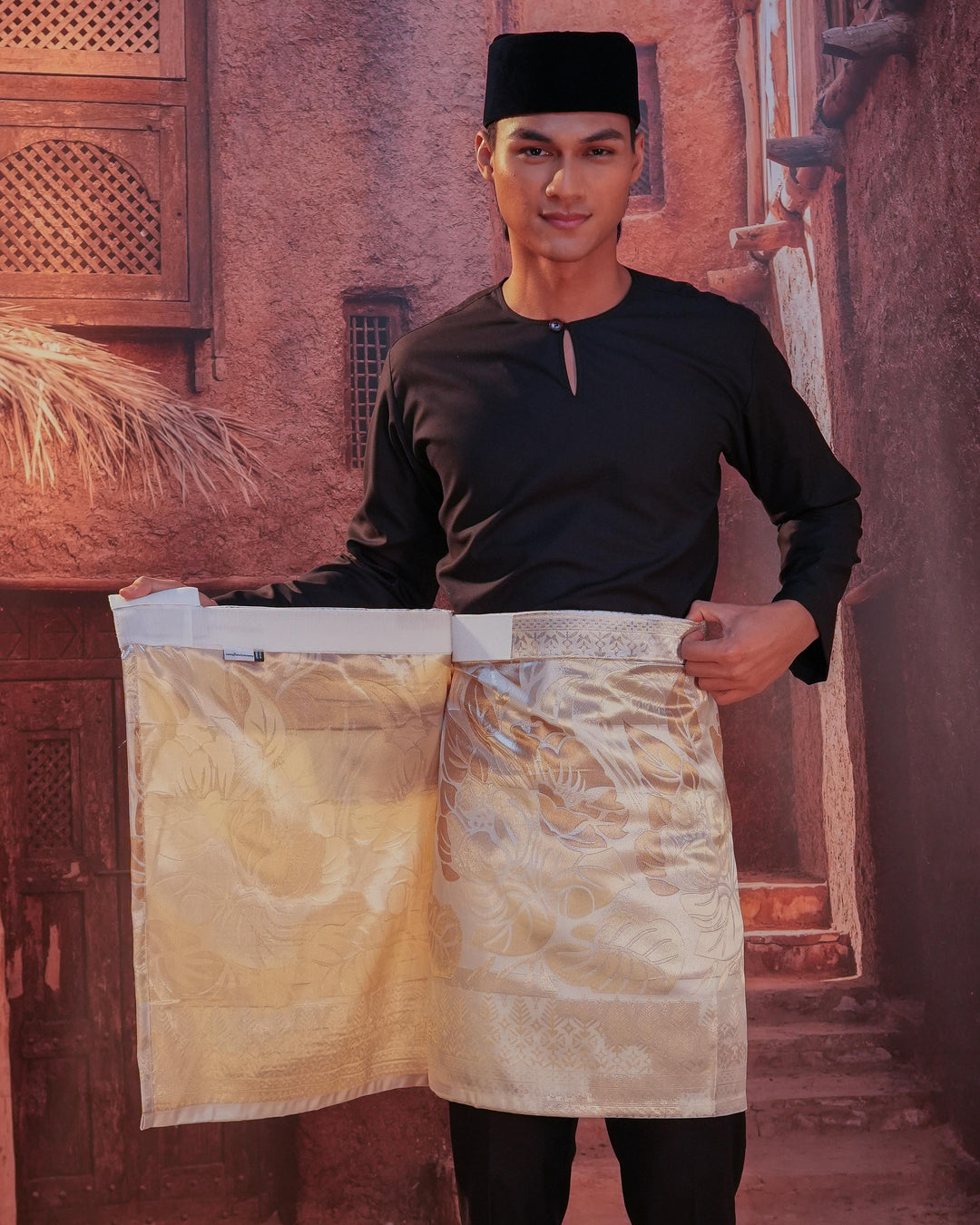 Leka Pantai Instant Sampin Adult - Offwhite & Gold