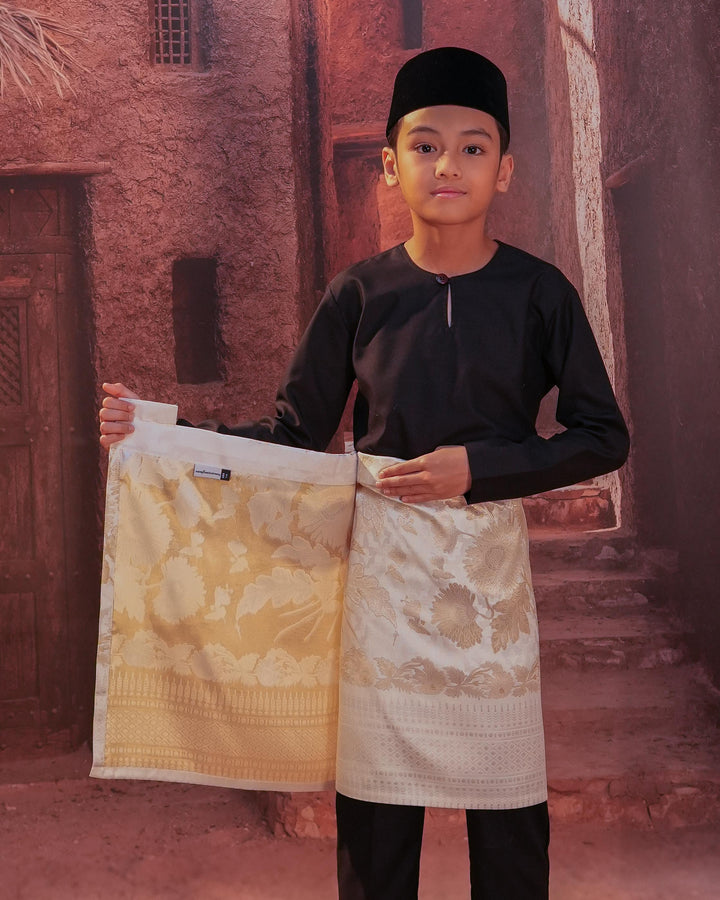 Kekwa Warisan Instant Sampin Kid - Offwhite & Gold - SampinExclusiveMy