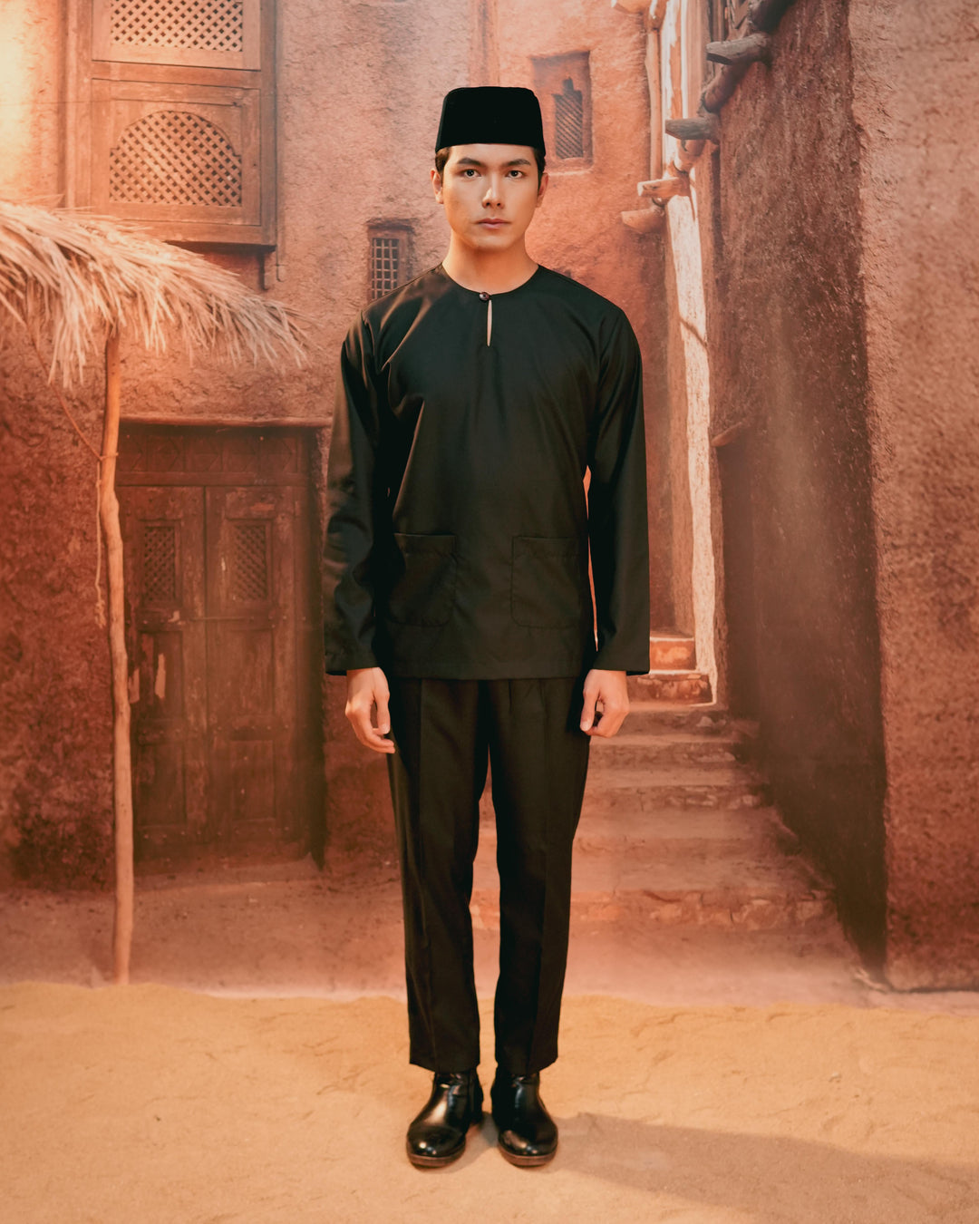Baju Melayu Teluk Belanga - Black - SampinExclusiveMy