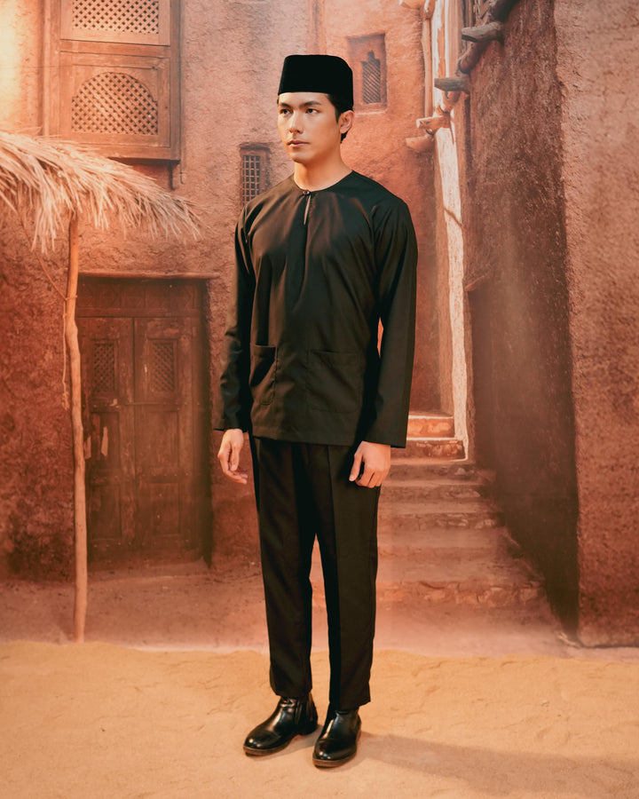 Baju Melayu Teluk Belanga - Black - SampinExclusiveMy