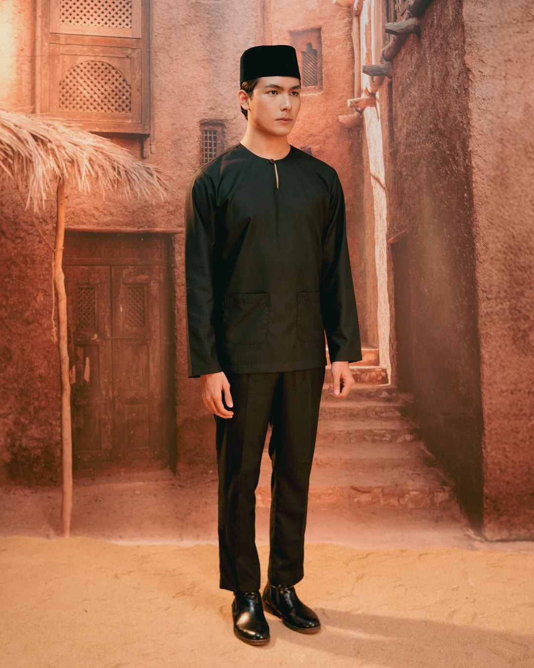 Baju Melayu Teluk Belanga - Black - SampinExclusiveMy