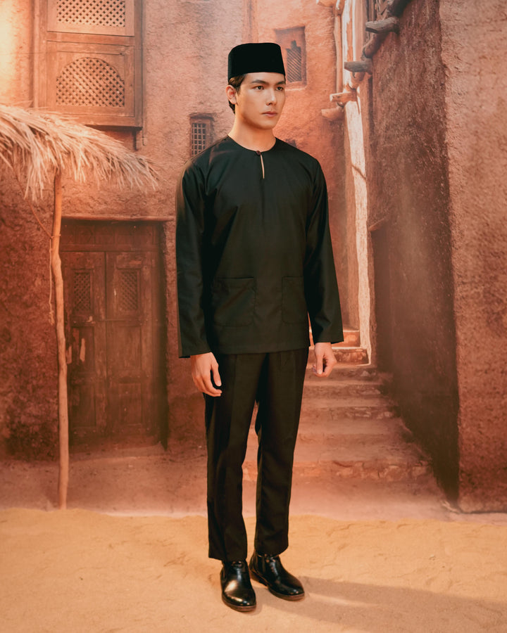 Baju Melayu Teluk Belanga - Black - SampinExclusiveMy
