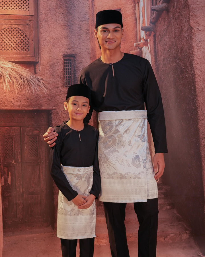 Kekwa Warisan Instant Sampin - Offwhite & Silver - SampinExclusiveMy