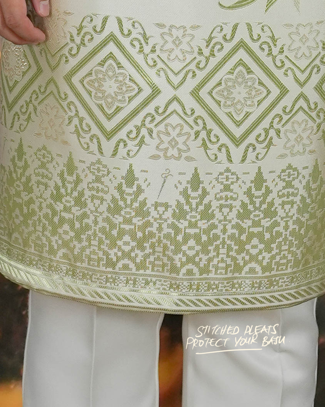Teratai Original Sampin Adult - Offwhite & Soft Green