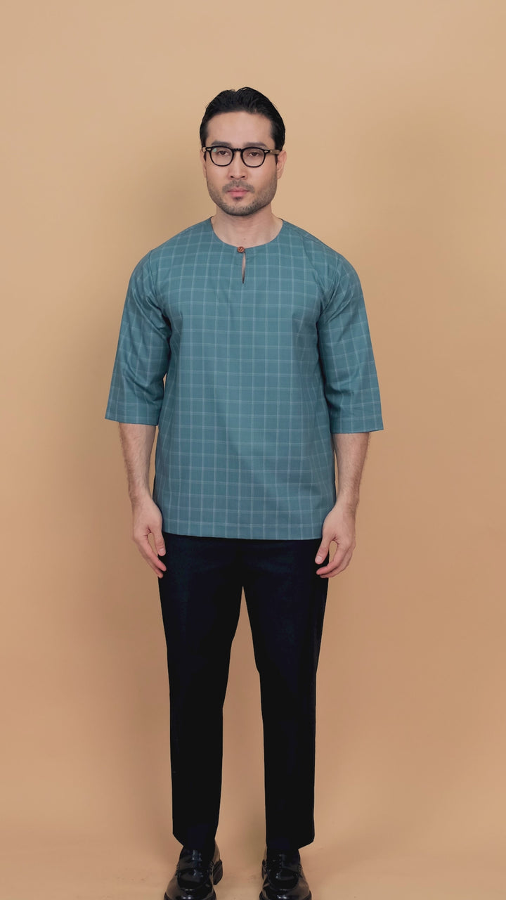 Kurta Patih Petak - Teal Blue