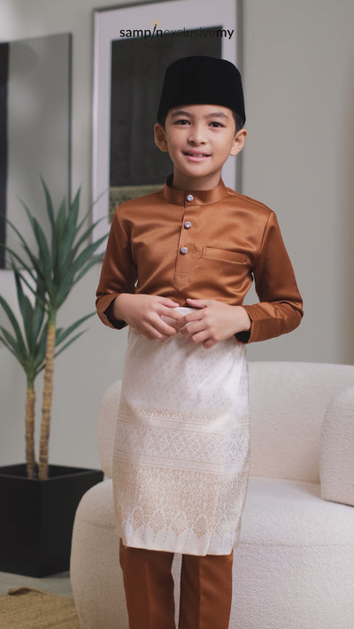 Baju Melayu Luxe Kids - Orange Brick