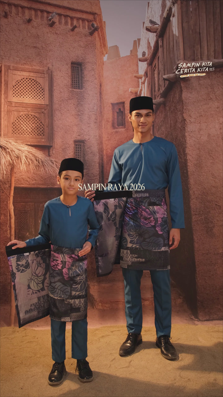 Leka Pantai Instant Sampin Adult - Soft Blue & Brown