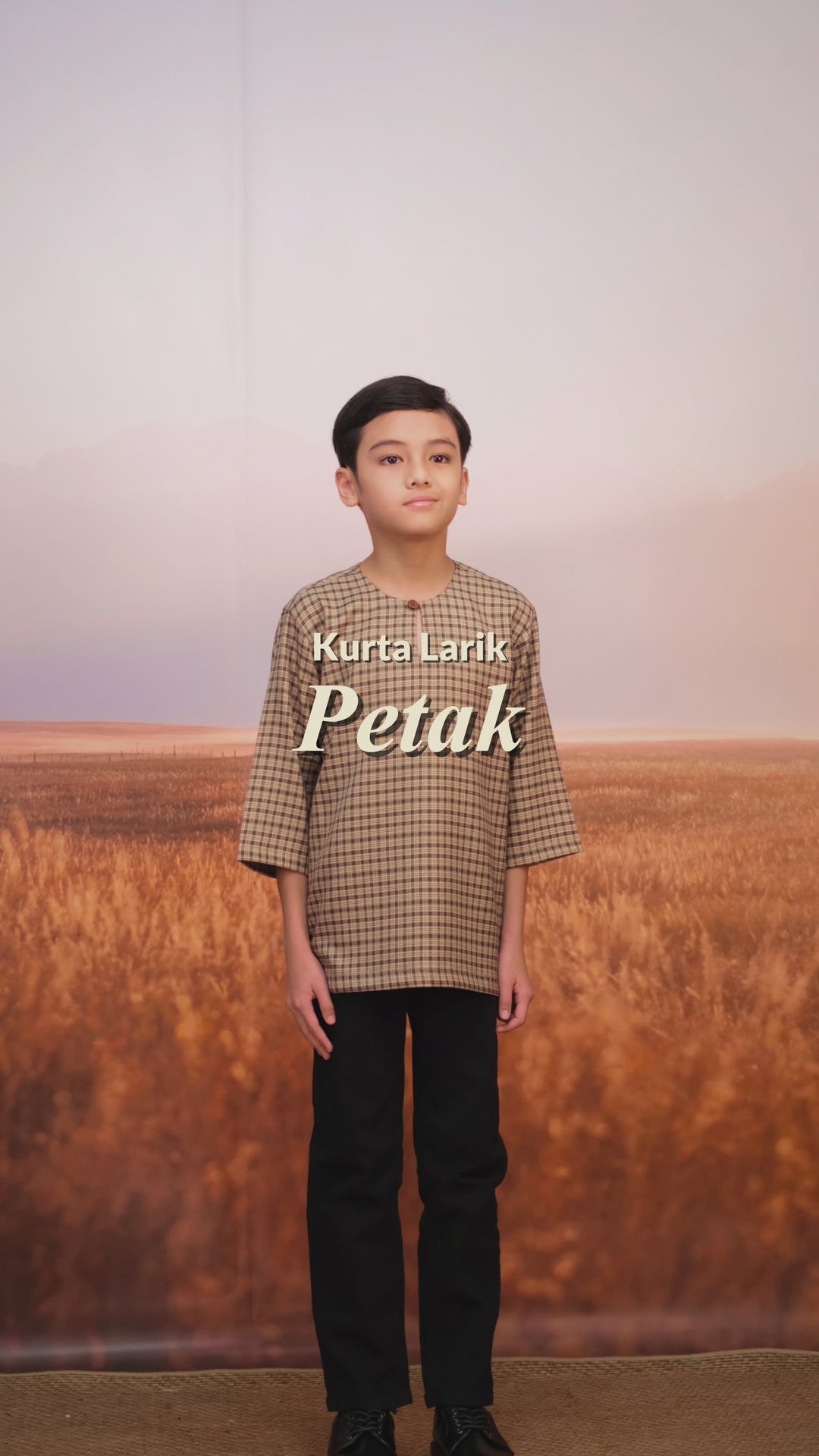 Kurta Larik Petak Kid - Navy Blue