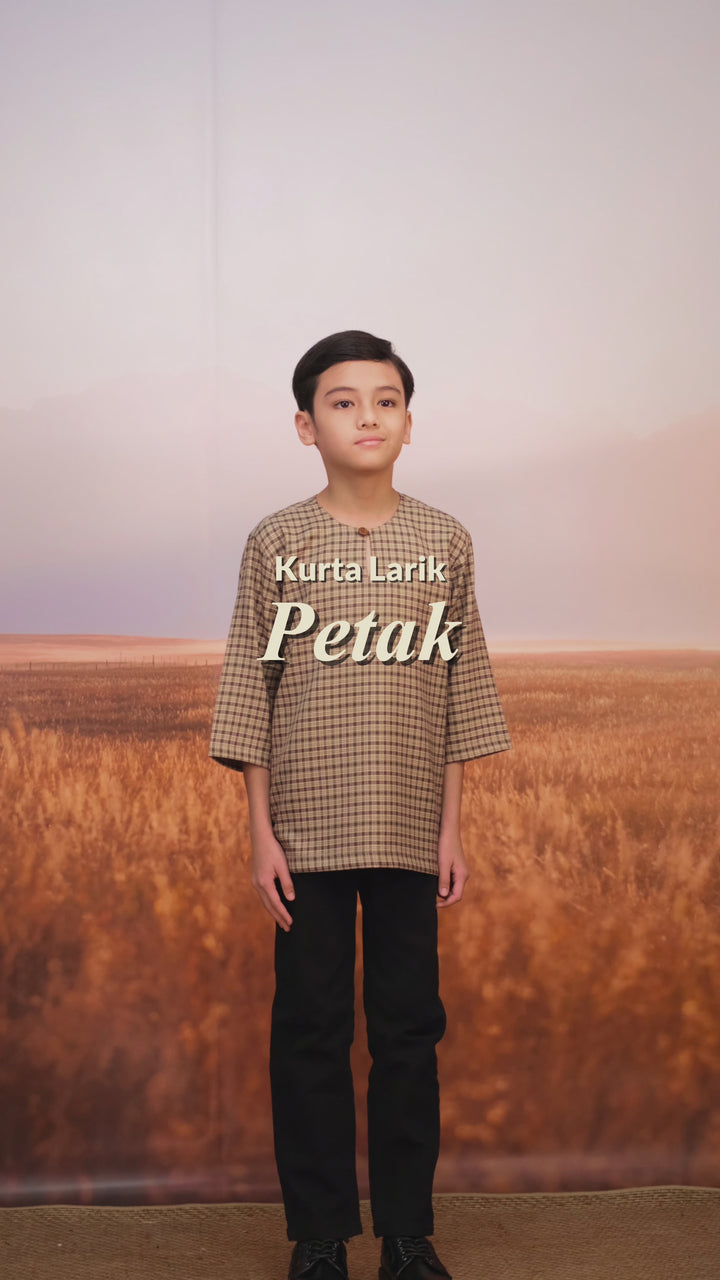 Kurta Larik Petak Kid - Brown