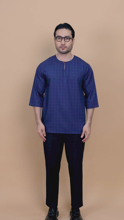 Kurta Patih Petak - Navy Blue