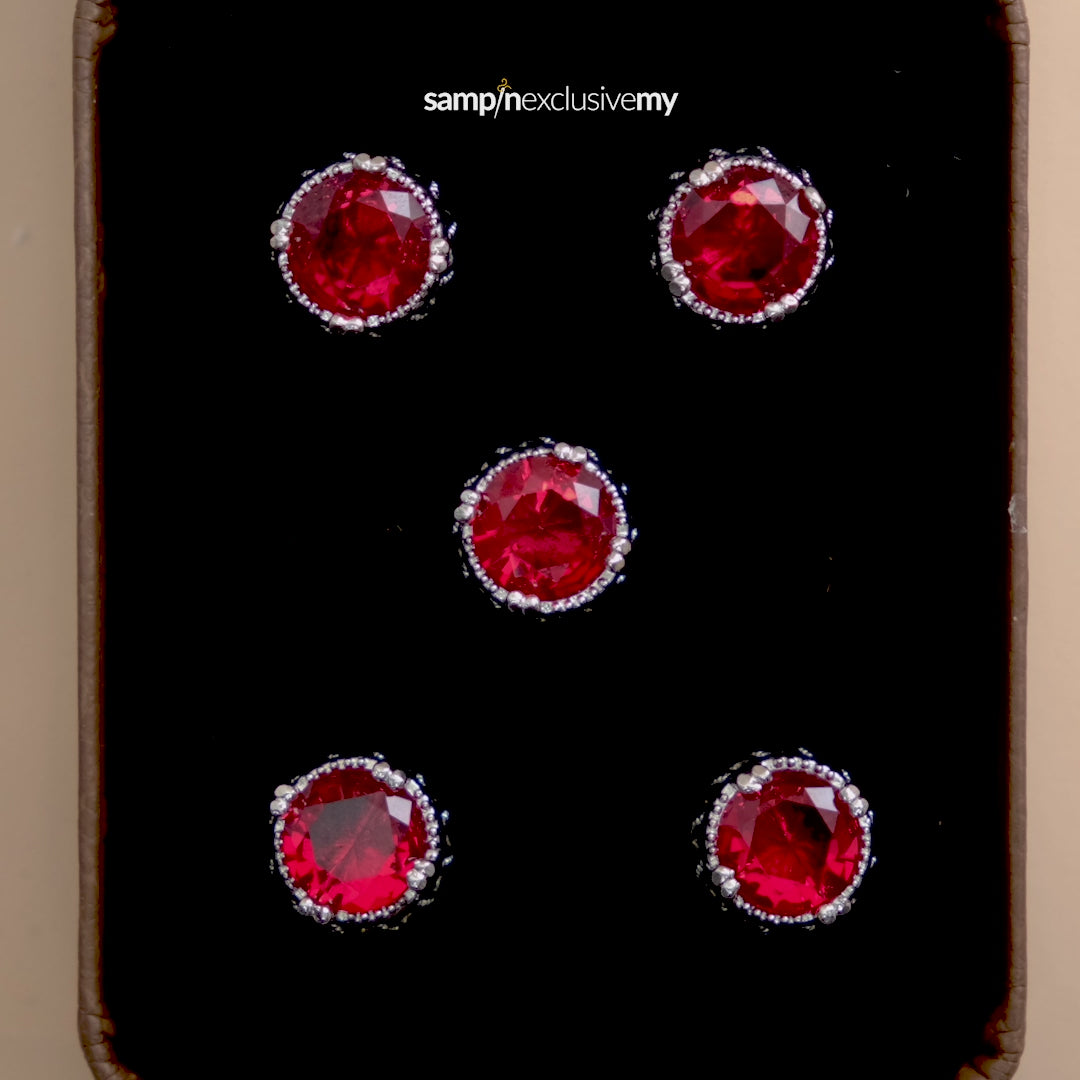 Butang zircon Hud - Red